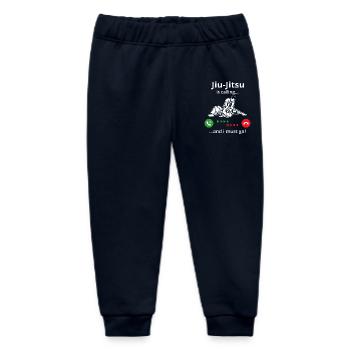Jiu Jitsu Is Calling and I Must Go - Baby Organic Sweatpants by Stanley/Stella - navy - Front