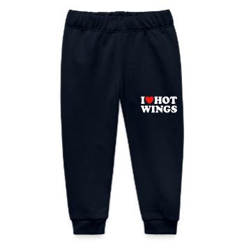 I love Hot Wings Chicken Wings - Baby Organic Sweatpants by Stanley/Stella - navy - Front