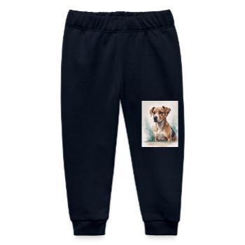 Dog Portrait Watercolor - Baby Organic Sweatpants by Stanley/Stella - navy - Front