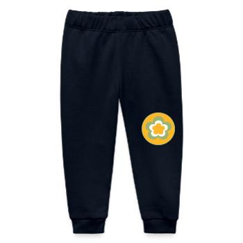 70s Flower Pattern - Baby Organic Sweatpants by Stanley/Stella - navy - Front