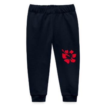 Flower red red flowers red red flowers hibiscus - Baby Organic Sweatpants by Stanley/Stella - navy - Front