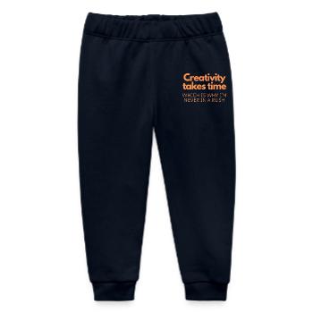 Creativity Takes Time - Baby Organic Sweatpants by Stanley/Stella - navy - Front