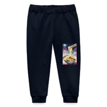 A nightly snack: bowl of noodles with broccoli - Baby Organic Sweatpants by Stanley/Stella - navy - Front