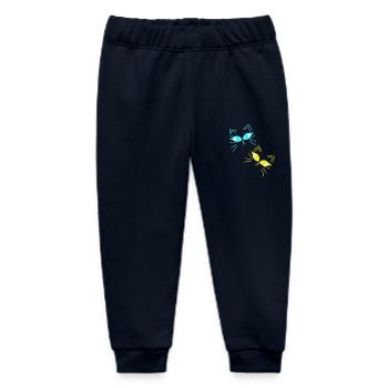 minimalist cat cats face faces - Baby Organic Sweatpants by Stanley/Stella - navy - Front