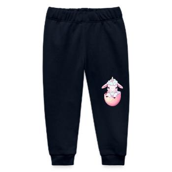 Unicorn Lamb in Egg Imaginative Sheep Design - Baby Organic Sweatpants by Stanley/Stella - navy - Front