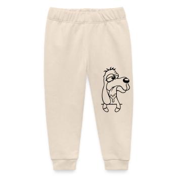 Dog Behind Wall Fence Drooling Spit Tongue Funny - Baby Organic Sweatpants by Stanley/Stella - soft Ecru - Front