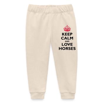 Keep Calm & Love Horses - Baby Organic Sweatpants by Stanley/Stella - soft Ecru - Front