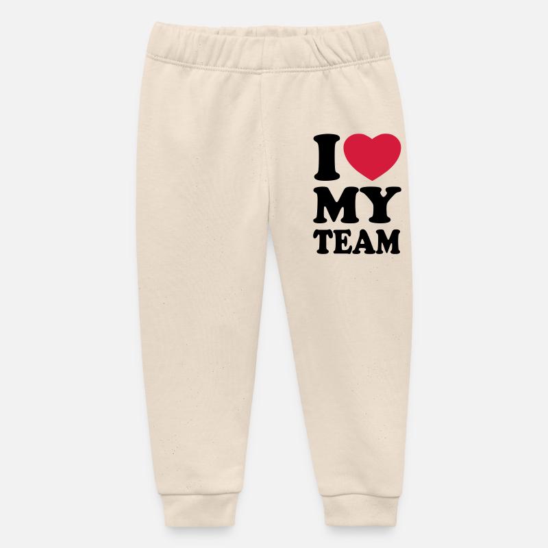 I love my team - J'aime mon équipe - Pantalon de jogging bébé bio Stanley/Stella - écru doux
