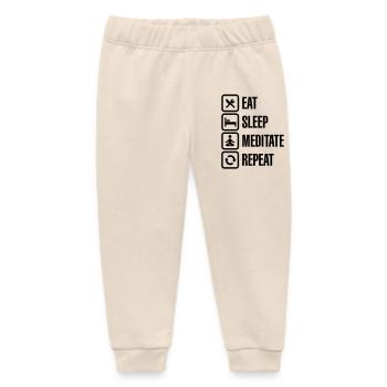 Eat - sleep - meditate - repeat - Baby Organic Sweatpants by Stanley/Stella - soft Ecru - Front