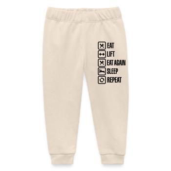 Eat - Lift - Eat again - Sleep - Repeat - Baby Organic Jogginghose Baby Tumbler von Stanley/Stella - Natur - Vorne