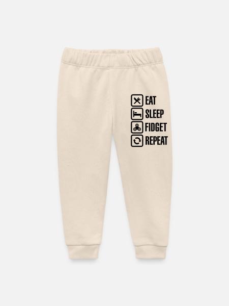 Eat Sleep Fidget Repeat - Fidget Spinner - Baby Organic Sweatpants by Stanley/Stella - soft Ecru