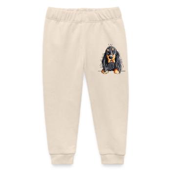 Drôle Gordon Setter dessin animé - Chien - Cadeau - Pantalon de jogging bébé bio Stanley/Stella - écru doux - Devant