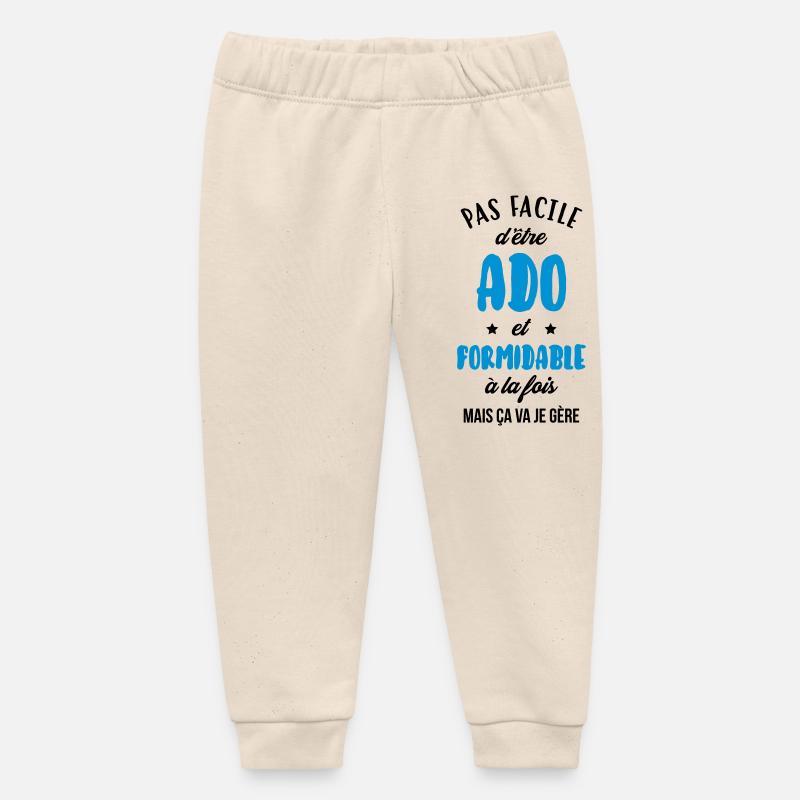 adolescent / enfant / ado / adolescente - Pantalon de jogging bébé bio Stanley/Stella - écru doux
