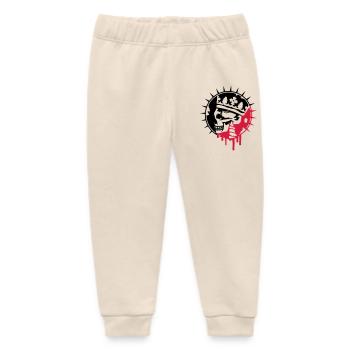 Skull with Crown Graffiti Patch - Baby Organic Sweatpants by Stanley/Stella - soft Ecru - Front