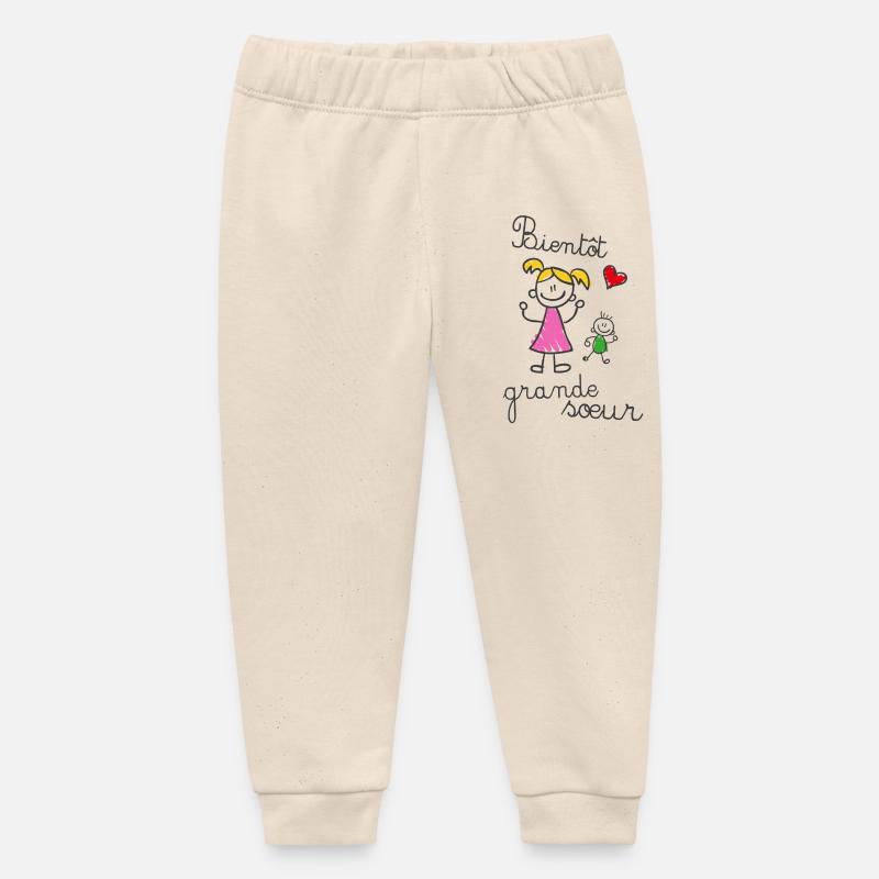 bientôt grande sœur dessin d'enfant - Pantalon de jogging bébé bio Stanley/Stella - écru doux