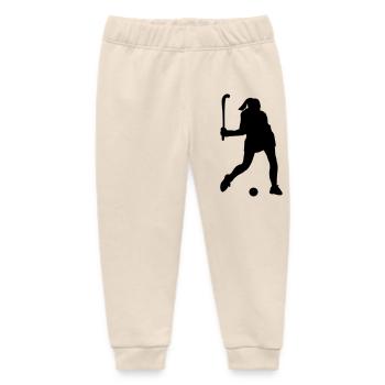 Hockey player shadow image - Baby Organic Sweatpants by Stanley/Stella - soft Ecru - Front