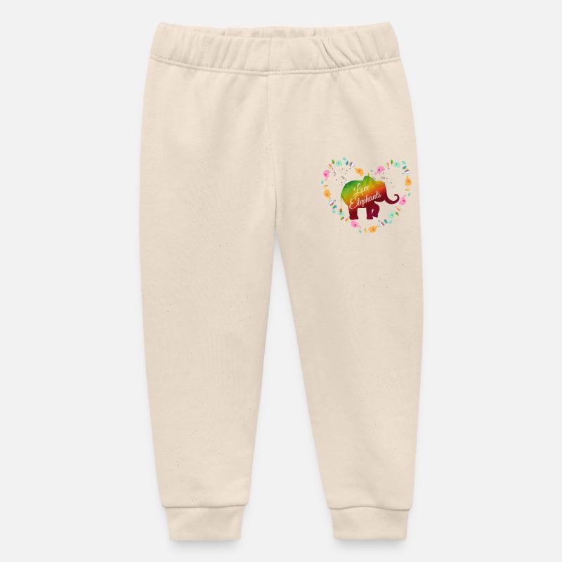 Conception du cœur d’éléphant arc-en-ciel - Pantalon de jogging bébé bio Stanley/Stella - écru doux