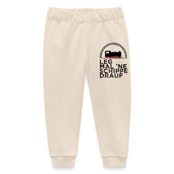 Dampflok Schiene Schippe drauf Kohle - Baby Organic Jogginghose Baby Tumbler von Stanley/Stella - Natur - Vorne