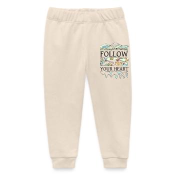 "Follow your heart" beautiful saying - Baby Organic Sweatpants by Stanley/Stella - soft Ecru - Front