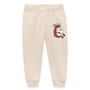 Ox with pillow and sleeping cap - Baby Organic Sweatpants by Stanley/Stella - soft Ecru - Front