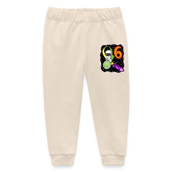 Boy 6 years old - I am 6 - 6th birthday - Baby Organic Sweatpants by Stanley/Stella - soft Ecru - Front