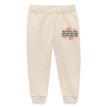 Advocate Love Support Accept Be Kind - Baby Organic Sweatpants by Stanley/Stella - soft Ecru - Front