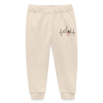 New York Skyline Heartbeat Heart USA Gift NY - Baby Organic Sweatpants by Stanley/Stella - soft Ecru - Front
