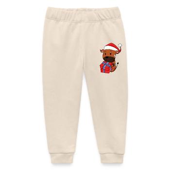 Christmas Antelope Baby with Gift - Baby Organic Sweatpants by Stanley/Stella - soft Ecru - Front