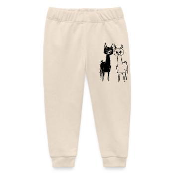 Funny Alpacas - 2 Alpacas Ultra Cute - Baby Organic Sweatpants by Stanley/Stella - soft Ecru - Front
