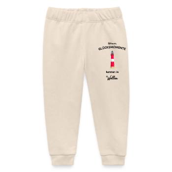 Sylt Leuchtturm, Wellen der Glücksmomente surfen - Baby Organic Jogginghose Baby Tumbler von Stanley/Stella - Natur - Vorne