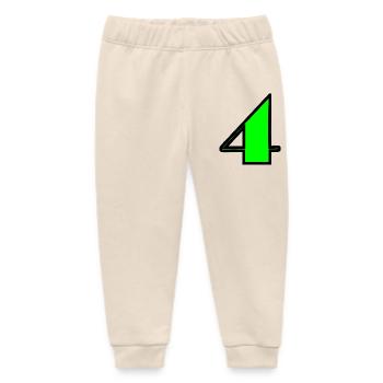 4 YEARS,4TH BIRTHDAY,4 BIRTHDAY,4 - Baby Organic Sweatpants by Stanley/Stella - soft Ecru - Front