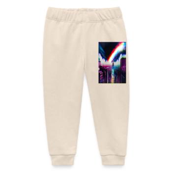 Futuristic Rainbow City Art - Baby Organic Sweatpants by Stanley/Stella - soft Ecru - Front