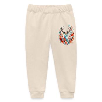 Hirsch mit Blumen - Baby Organic Jogginghose Baby Tumbler von Stanley/Stella - Natur - Vorne