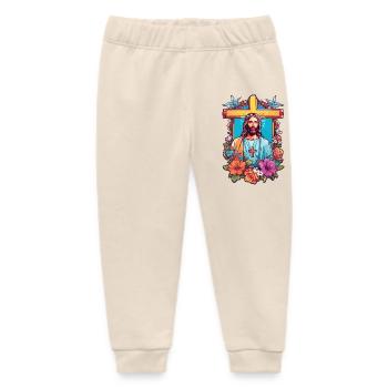 Jesus Christ - Baby Organic Sweatpants by Stanley/Stella - soft Ecru - Front