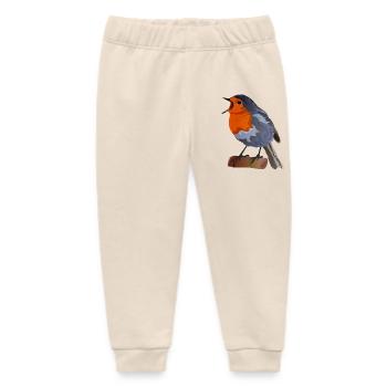 Robin Bird Illustration über Textil - Baby Organic Jogginghose Baby Tumbler von Stanley/Stella - Natur - Vorne