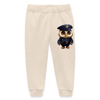 Owls Policeman - Baby Organic Sweatpants by Stanley/Stella - soft Ecru - Front