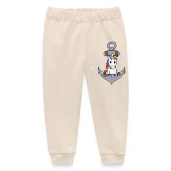 Anchor Unicorn Maritime Mythical Creature Sailor Ahoy - Baby Organic Sweatpants by Stanley/Stella - soft Ecru - Front