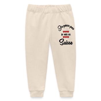 SWITZERLAND. I CAN'T - Baby Organic Sweatpants by Stanley/Stella - soft Ecru - Front