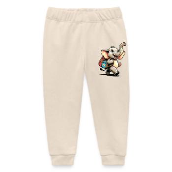 Tiny Trekker: The Jolly Elephant - Baby Organic Sweatpants by Stanley/Stella - soft Ecru - Front