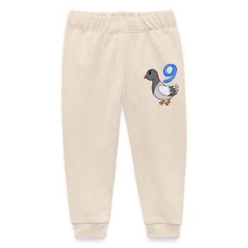 9th Birthday Motif Dove - Nine Years Old - Baby Organic Sweatpants by Stanley/Stella - soft Ecru - Front