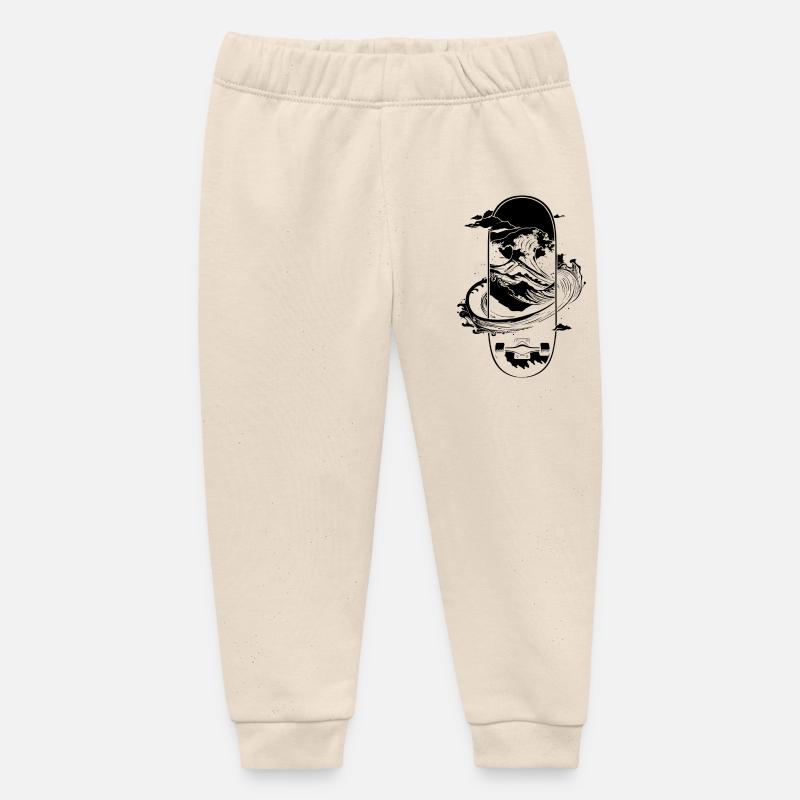 Graphismes de skateboard - Pantalon de jogging bébé bio Stanley/Stella - écru doux