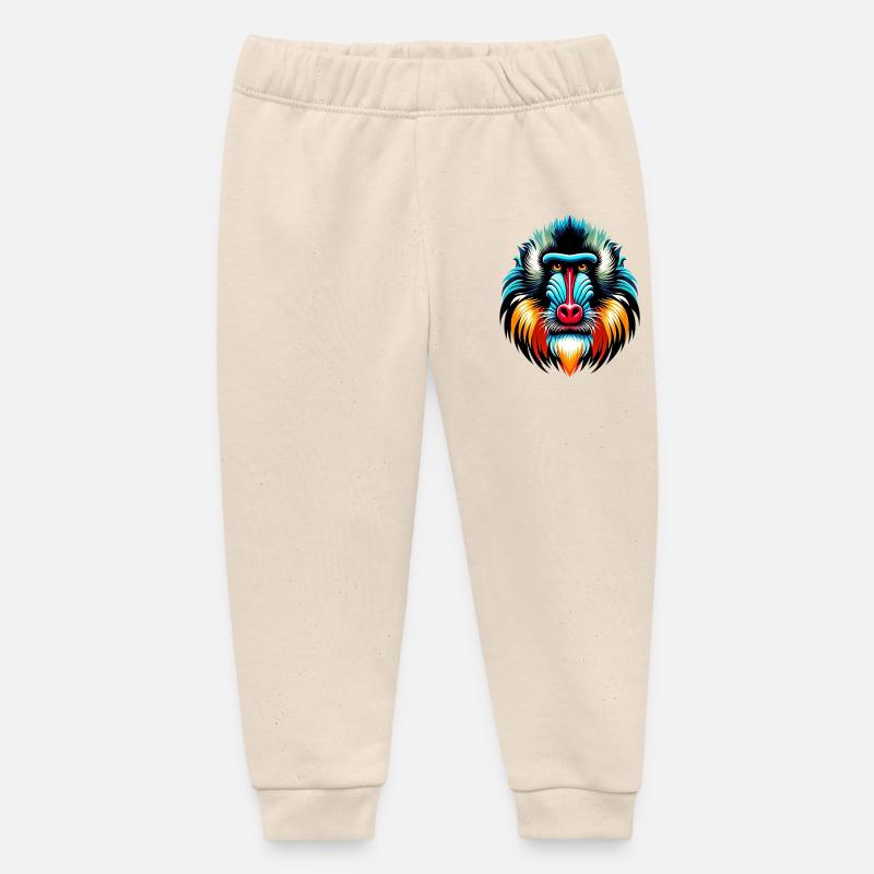 Mandrill monkey - Baby Organic Sweatpants by Stanley/Stella - soft Ecru