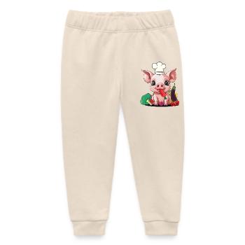Pig Vegetable Cook Cook Cooks Cook Piglet - Baby Organic Sweatpants by Stanley/Stella - soft Ecru - Front