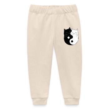 Yin and Yang Cats Cat Owner Buddhism Graphic - Baby Organic Sweatpants by Stanley/Stella - soft Ecru - Front