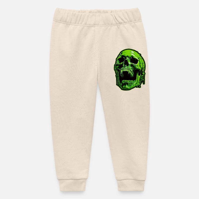 Crâne de vampire vert - Pantalon de jogging bébé bio Stanley/Stella - écru doux