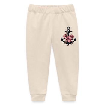 Anchor with rope and roses - Baby Organic Sweatpants by Stanley/Stella - soft Ecru - Front