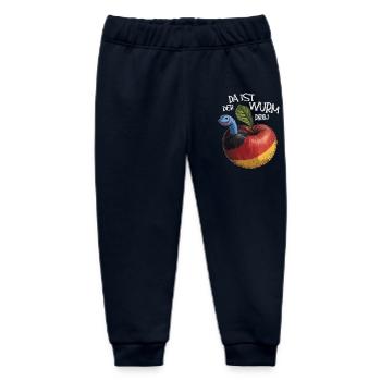 Wurm im Apfel mit Spruch - Baby Organic Jogginghose Baby Tumbler von Stanley/Stella - Navy - Vorne