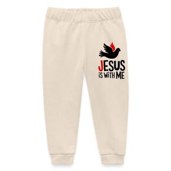 Jesus is with me - Baby Organic Sweatpants by Stanley/Stella - soft Ecru - Front