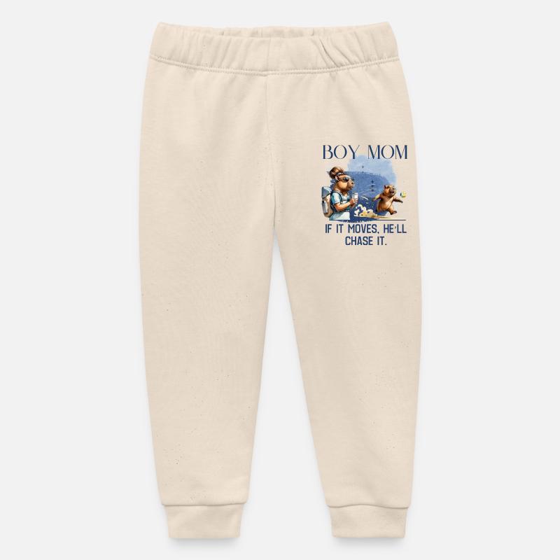 Maman garçon – s’il bouge, il le poursuivra - Pantalon de jogging bébé bio Stanley/Stella - écru doux