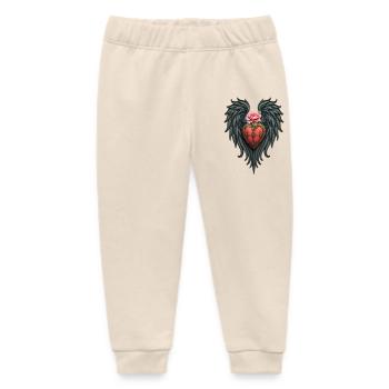 Herz mit Flügeln und rosa Blume - Baby Organic Jogginghose Baby Tumbler von Stanley/Stella - Natur - Vorne